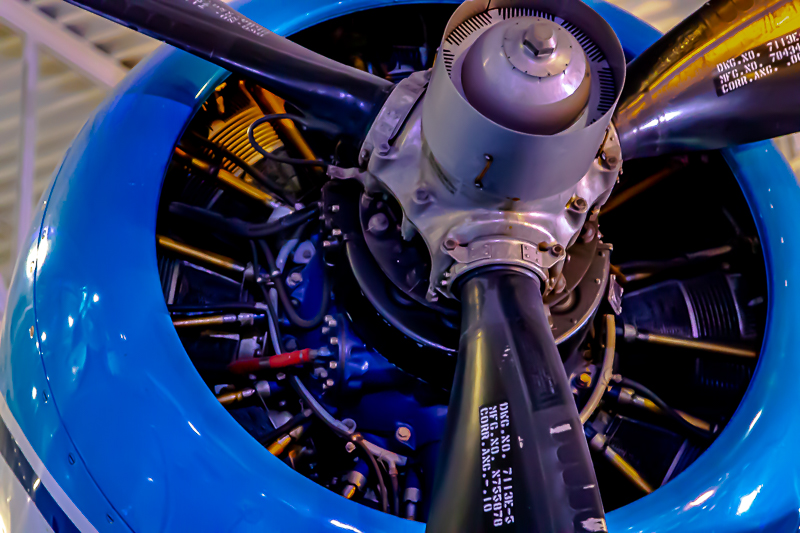 Engine nacelle detail on a restored wartime aircraft